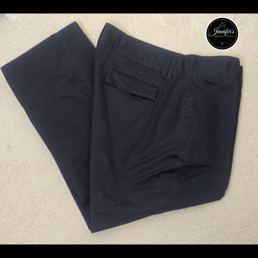 Gap Women's Black Stretch Mid Rise Wide Leg Utility Pants Size 20R